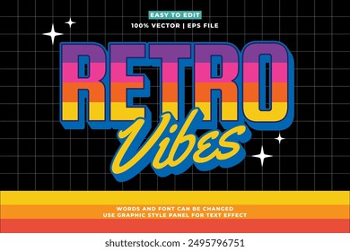 Retro editable text effect style - Retro vintage nostalgic vibes 3d cartoon style premium vector