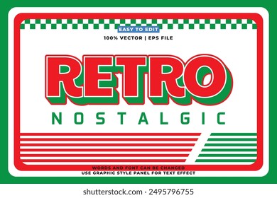 Retro editable text effect style - Retro vintage nostalgic vibes 3d cartoon style premium vector