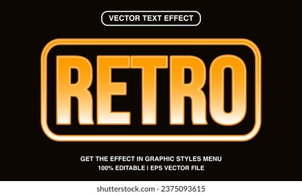 Retro editable text effect template, orange neon light text style effect, premium vector