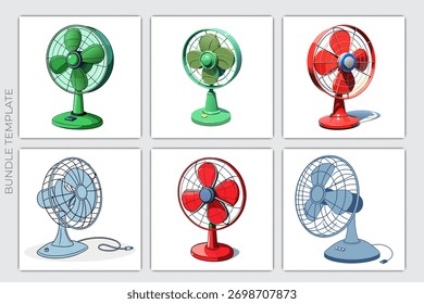 Juego de Vector de ventilador eléctrico retro