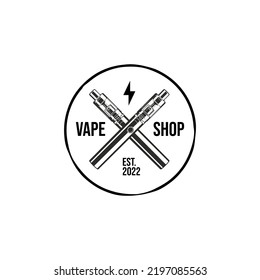 retro electronic cigarettes emblem logo design template