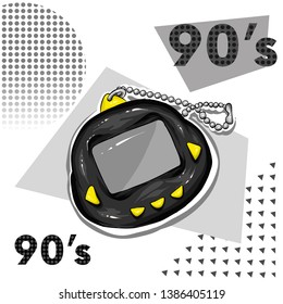 Retro electronic toy. Vector illustration for greeting card or poster, print on clothes. 90s, 80s.