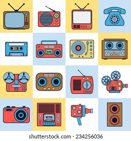 Retro electronic vector icons