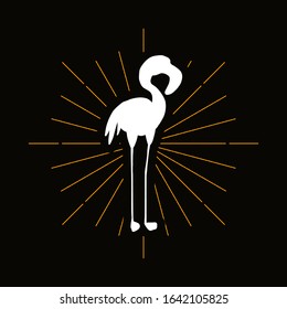 Retro elegant flamingo silhouette. Exotic bird with pink plumage icon. African fauna vector symbol
