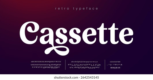 Retro Elegant Luxury Font, Uppercase Lowercase And Number. Classic Lettering Minimal Fashion Designs. Typography modern serif fonts regular decorative vintage concept. vector illustration
