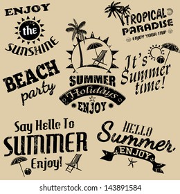 Retro elements for calligraphic designs for Summer holiday on vintage background