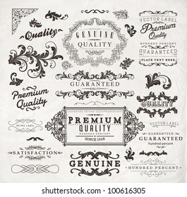 Retro elements collection for calligraphic design | Premium Quality, Satisfaction Guarantee, Genuine frames and labels set