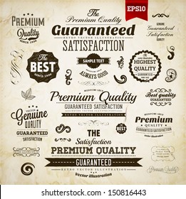 Retro elements collection for calligraphic designs | Vintage ornaments | Premium Quality labels | Guaranteed and Genuine labels | eps10 vector set