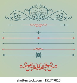  Retro elements collection for calligraphic designs. Vector set 