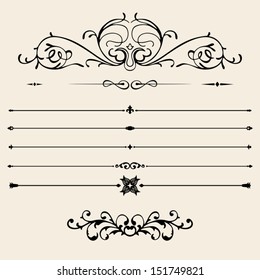  Retro elements collection for calligraphic designs. Vector set 