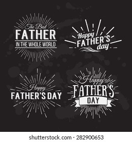 Retro elements for Father's Day calligraphic designs. Vintage ornaments.Happy Father's Day Typographical Background.  Vector illustration. 