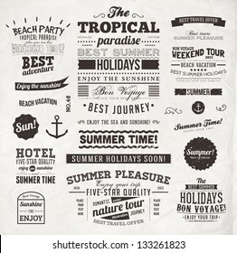 Retro elements for Summer calligraphic designs | Vintage ornaments | vector set