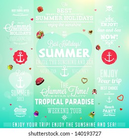 Retro elements for Summer calligraphic designs | Vintage ornaments | All for Summer holidays | tropical paradise, sea, sunshine, weekend tour, beach vacation, bon voyage, adventure labels | vector set