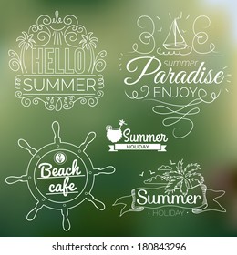 Retro elements for Summer calligraphic designs | Vintage ornaments | All for Summer holidays | tropical paradise, sea, sunshine, weekend tour, beach vacation, bon voyage, adventure labels | vector set