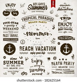 Retro elements for Summer calligraphic designs 