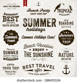 Retro elements for Summer calligraphic designs