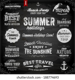 Retro elements for Summer calligraphic designs. Chalkboard Variant.