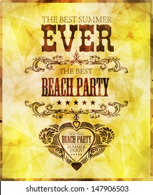 retro elements for Summer Holidays with background  / calligraphic designs/ ornaments / labels