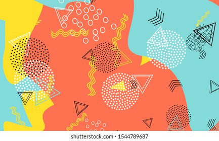 Retro Elements. Yellow Minimal Ornament. Blue Funny Poster. Flat Pattern. Baby Blue Liquid Drawing. Mustard Cartoon Banner. Bright Design.