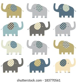 Retro Elephant pattern