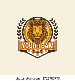 Retro emblem badge style lion head sport team logo template