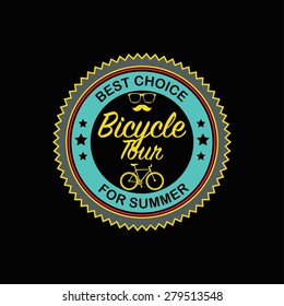 Retro emblem bicycle tour best choice for summer with hipster's elements