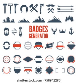 Retro Emblem Generator is set of icons, badges, ribbons and other useful design elements for retro emblem. Vector art.