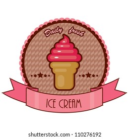 Retro emblem with ice cream