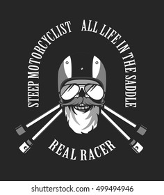 retro emblem motorcyclist