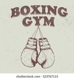 Retro emblem with old boxing gloves .Vintage style.Prints design for t-shirts