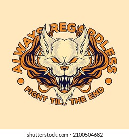 Retro emblem of wolf emits smoke