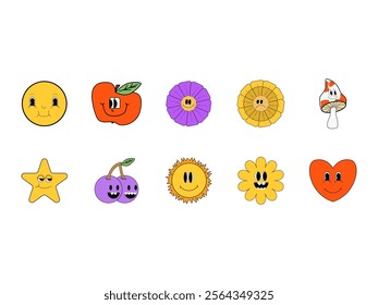 Retro Emoji Design Element Set