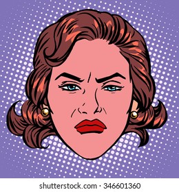 Retro Emoji Wicked Contempt Woman Face Pop Art Retro Style