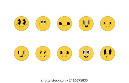 Retro Emoticon Illustration Shape Set