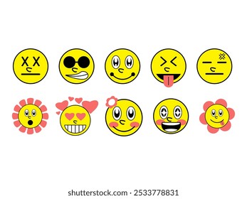 Retro emoticon Shape Element Set 