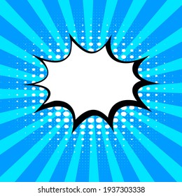 Retro Empty Comic Bubble On Blue Background. Vector Illustration, Vintage Design, Pop Art Style.