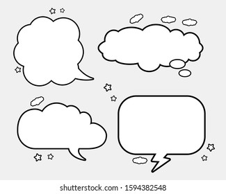 Retro empty comic bubbles and elements set  