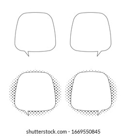Retro empty comic bubbles and elements set with black halftone shadows on transparent background. Vector illustration, vintage design, pop art style.