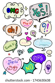 Retro empty comic bubbles and elements set with black halftone shadows