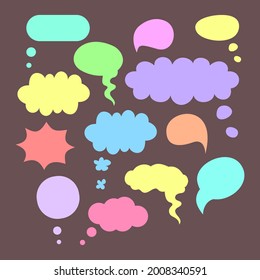 Retro empty comic bubbles and elements set with black halftone shadows on transparent background. Vintage design or pop art style