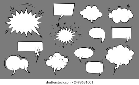 Retro empty comic bubbles set. dialog cloud for text chat comments. cartoon speach bubbles