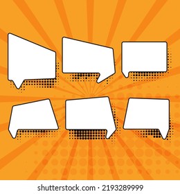 Retro empty comic speech bubbles set with black halftone shadows. Vintage design, pop art style - stock vector.