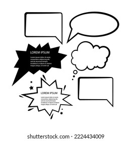 Retro empty comic Speech bubbles and elements on white background. Vintage design or pop art style. Vector format