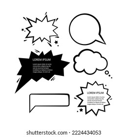 Retro empty comic Speech bubbles and elements on white background. Vintage design or pop art style. Vector format