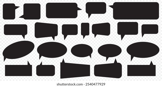 Retro empty comic speech bubbles set with black halftone shadows. Vintage design, pop art style - stock vector. EPS 10.