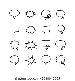 Retro empty comic speech bubbles set