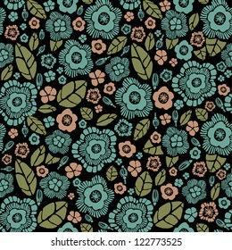 Retro endless floral pattern. Seamless texture with decorative stylized flowers and leaves. Template for design and decoration textile, wrapping paper