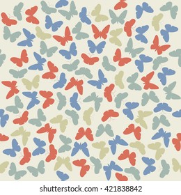 Retro endless pattern with butterflies silhouettes can be used for paper, linen , wallpaper, surface textures, tissue, design fabric and more creative designs.