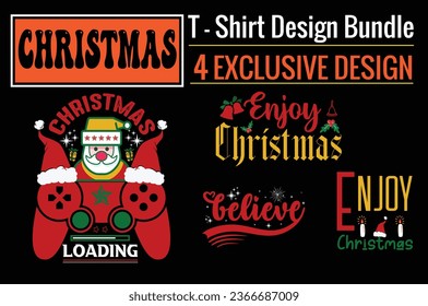Retro, Enjoy Christmas, Believe, Christmas Loading, Christmas T-Shirt Design Bundle.ready to print for apparel, poster, and illustration. Modern, simple, lettering t-shirt vector

 