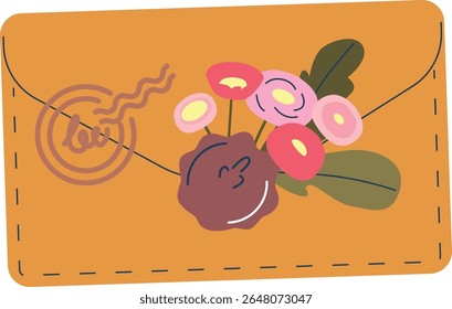 Retro envelope with flower, seal